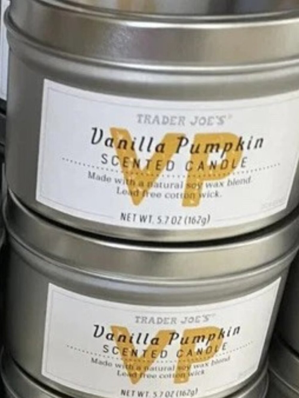 Set of 2 Trader Joe's Vanilla Pumpkin Scented Candles Seasonal Limited Edition